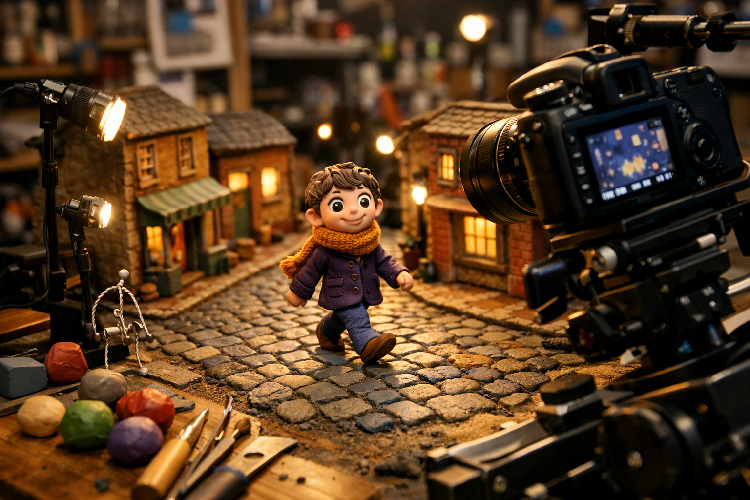 Stop motion kil figür sahnesi