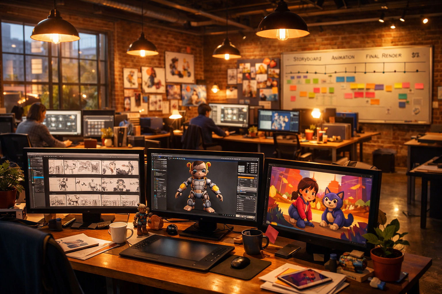 Animasyon stüdyosu çalışma ortamı